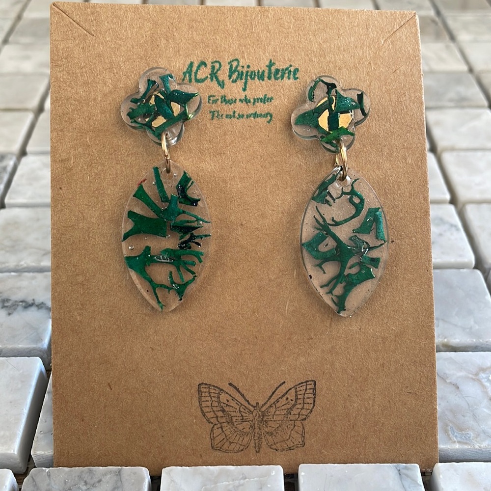 Preserved Moss Deep Green Earrings